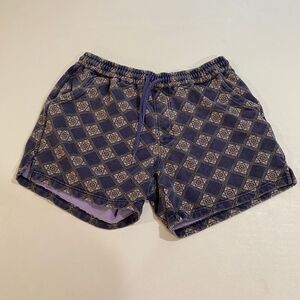 Urban Outfitters Fleece Lined Drawstring Shorts Men’s Size L Purple Geometric Pa